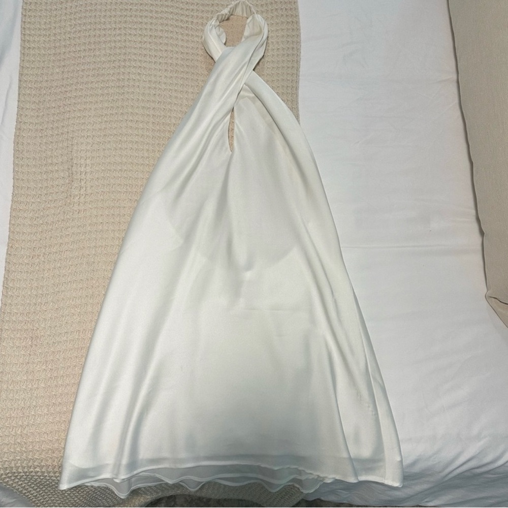 Elegant White Halter Dress